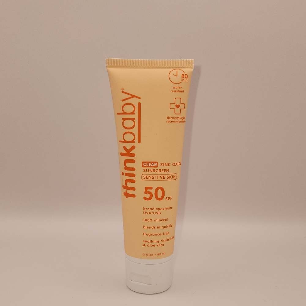 Thinkbaby Clear Zinc Oxide Sunscreen 50 SPF 3 Fl. Oz. New/Sealed